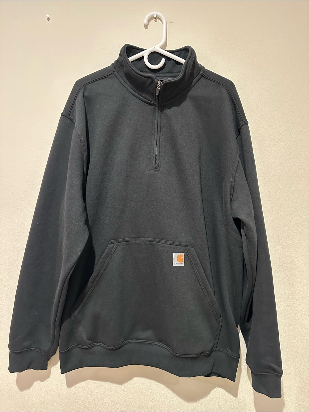 Carhartt Men’s Loose Fit Midweight Quarter-Zip Mock Neck Sweatshirt Black - 2X